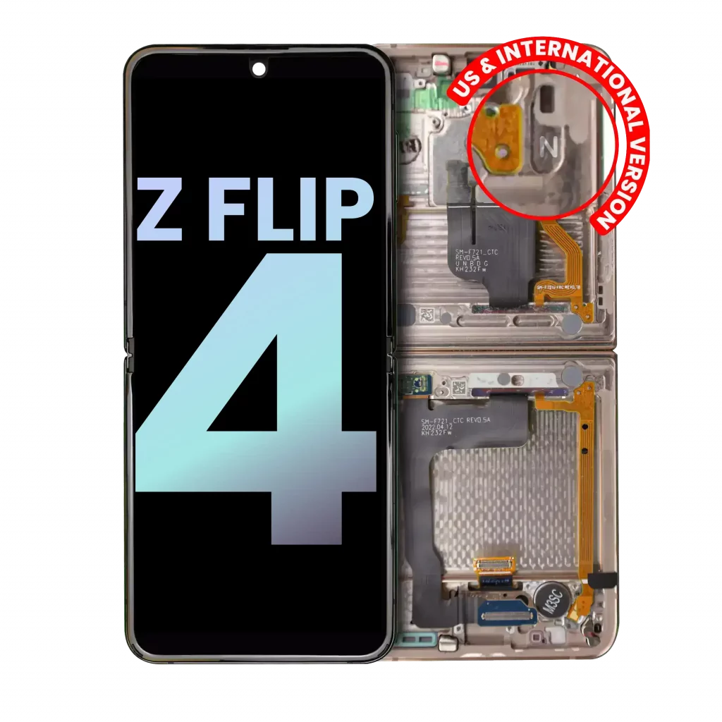 Inner OLED Assembly With Frame For Samsung Galaxy Z Flip 4 5G (US & International) (Service Pack) (Pink Gold)
