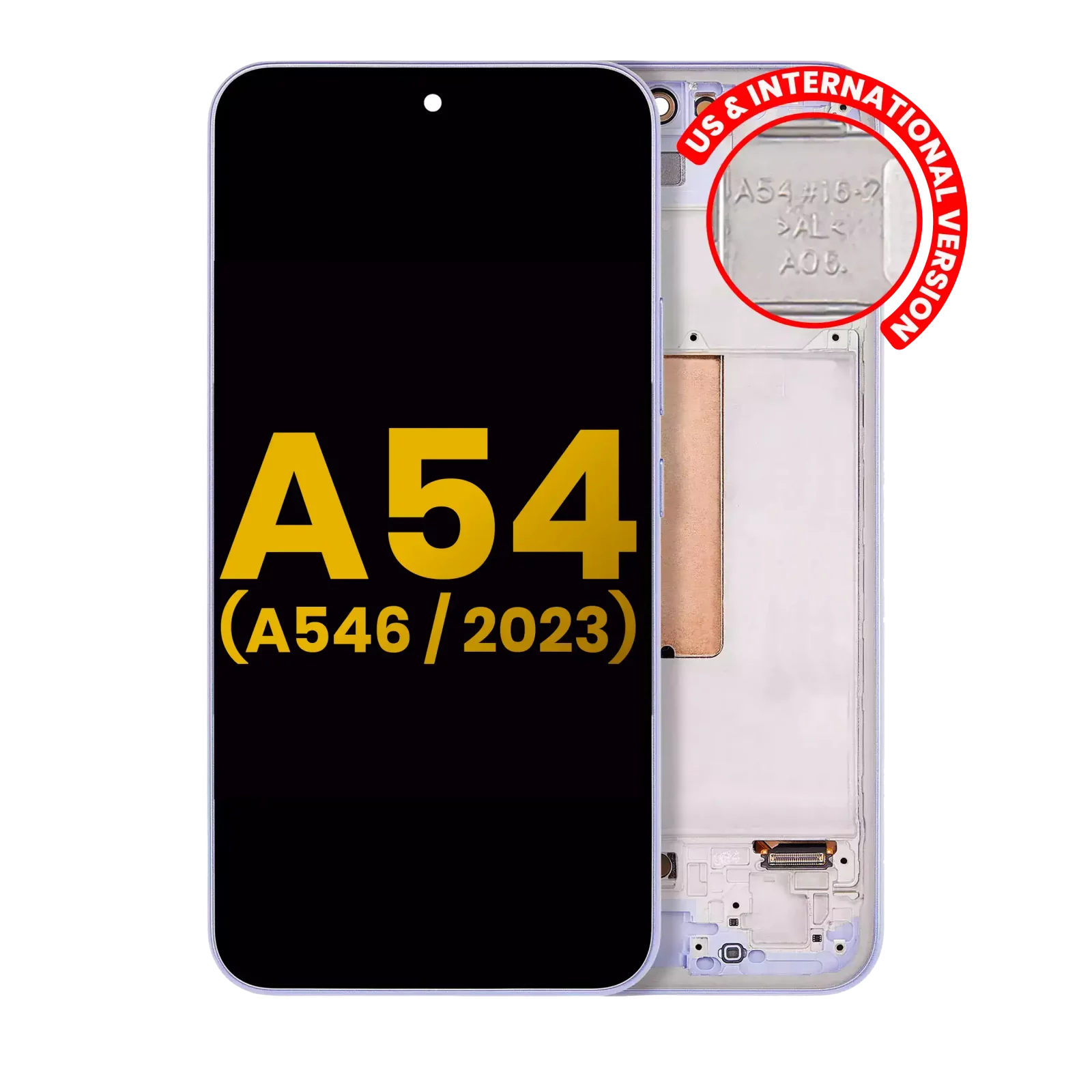 OLED Assembly With Frame For Samsung Galaxy A54 5G (A546 / 2023) (US & Internationa Versionl) (Refurbished) (Violet)