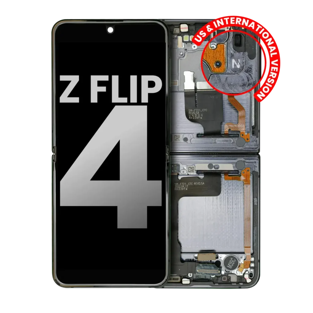 Inner OLED Assembly With Frame For Samsung Galaxy Z Flip 4 5G (US & International) (Used OEM Pull: Grade B/C) (Graphite)