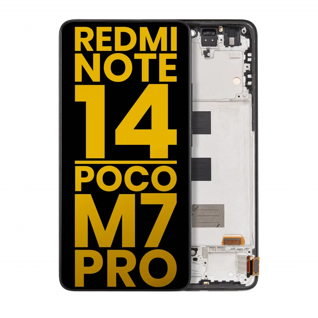 OLED Assembly With Frame For Xiaomi Redmi Note 14 5G / Poco M7 Pro 5G (Refurbished) (Midnight Black)