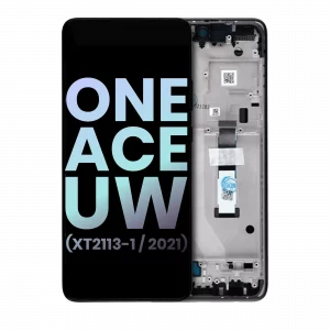 LCD Assembly With Frame For Motorola One 5G Ace UW (XT2113-1 / 2021) (Genuine OEM) (Volcanic Grey)