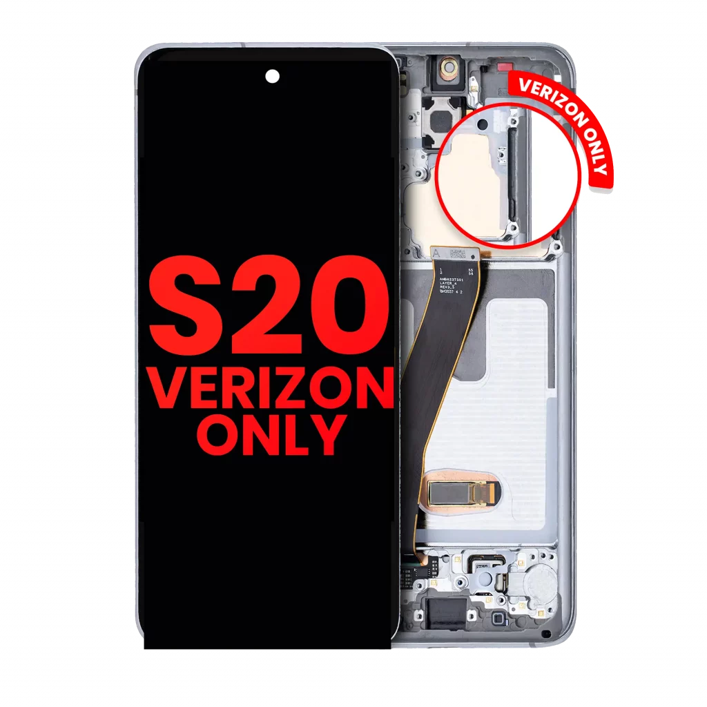 OLED Assembly With Frame For Samsung Galaxy S20 5G (Verizon 5G UW Frame Only) (Aftermarket Plus) (Cloud White)
