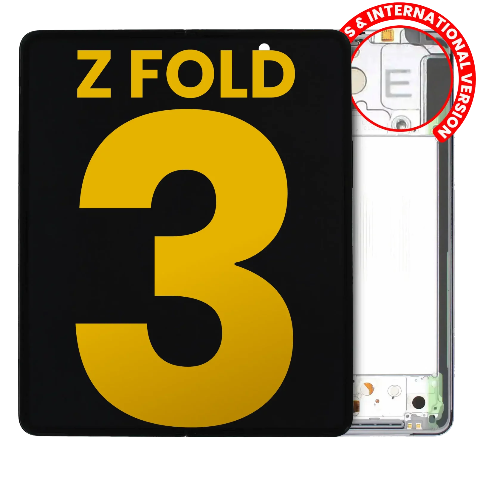 Inner OLED Assembly With Frame For Samsung Galaxy Z Fold 3 5G (US & International) (Refurbished) (Phantom Silver)