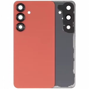 Back Cover Glass With Camera Lens For Samsung Galaxy S25 5G (No Logo) (Aftermarket Plus) (Coral Red)