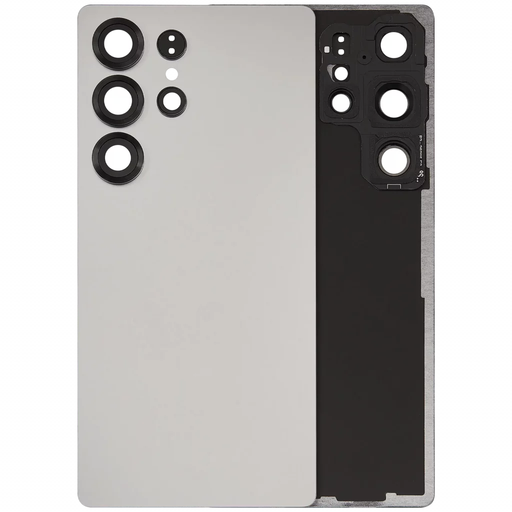 Back Cover Glass With Camera Lens For Samsung Galaxy S25 Ultra 5G (No Logo) (Aftermarket Plus) (Titanium White Silver)