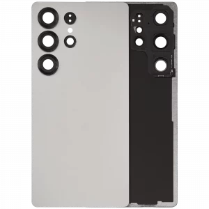 Back Cover Glass With Camera Lens For Samsung Galaxy S25 Ultra 5G (No Logo) (Aftermarket Plus) (Titanium White Silver)