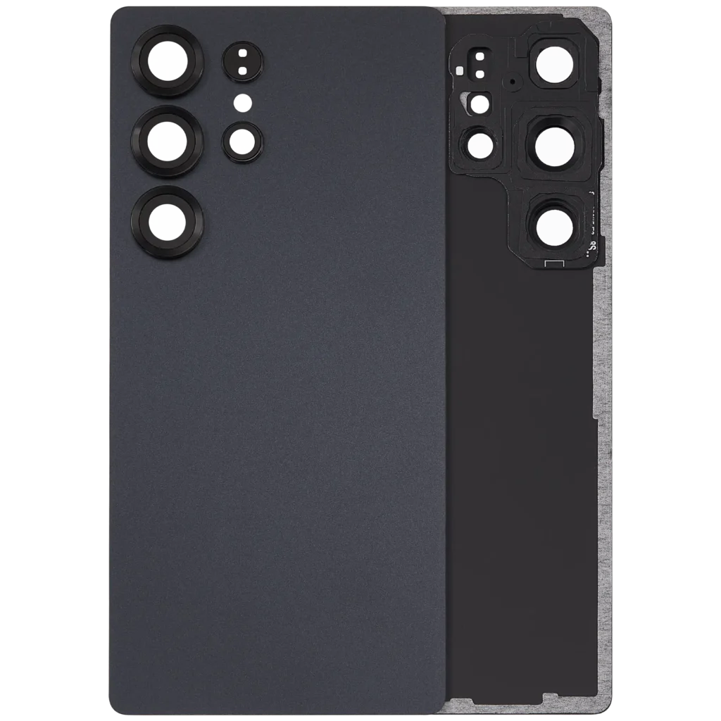 Back Cover Glass With Camera Lens For Samsung Galaxy S25 Ultra 5G (No Logo) (Aftermarket Plus) (Titanium Jet Black)