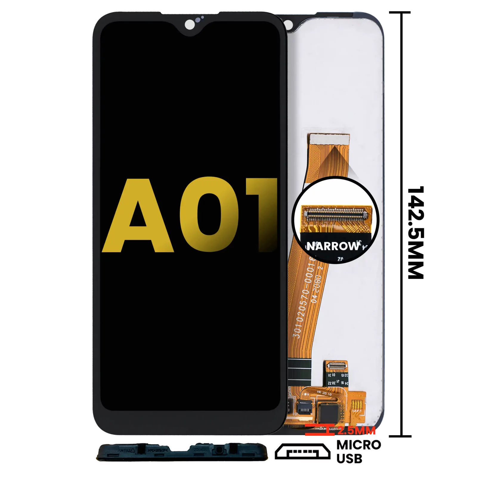 LCD Assembly Without Frame For Samsung Galaxy A01 (Global Model) (Micro USB Frame) (Refurbished) (All Colors)