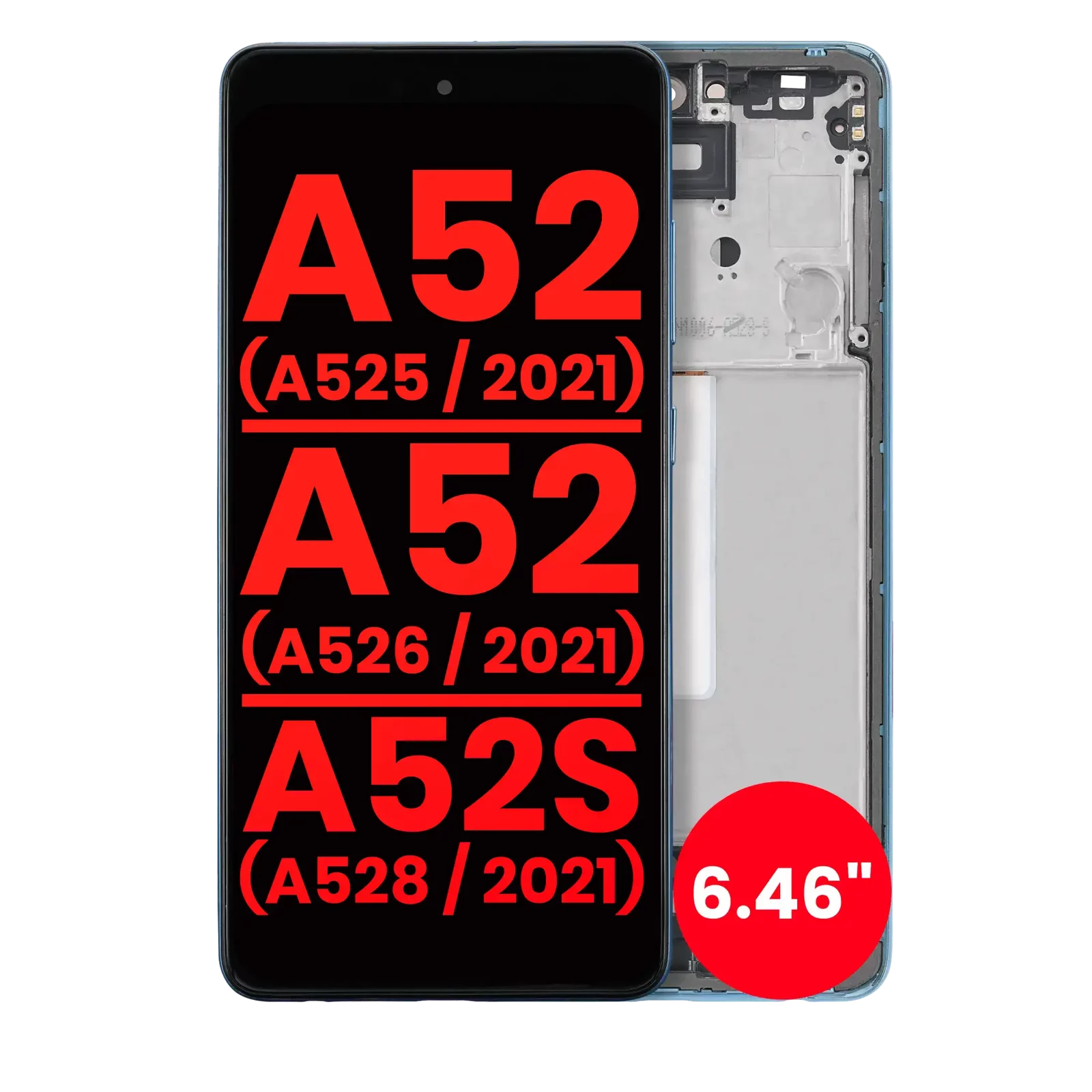 OLED Assembly With Frame For Samsung Galaxy A52 4G (A525 / 2021) / A52 5G (A526 / 2021) / A52S 5G (A528 / 2021) (6.46") (Aftermarket Plus) (Awesome Blue)
