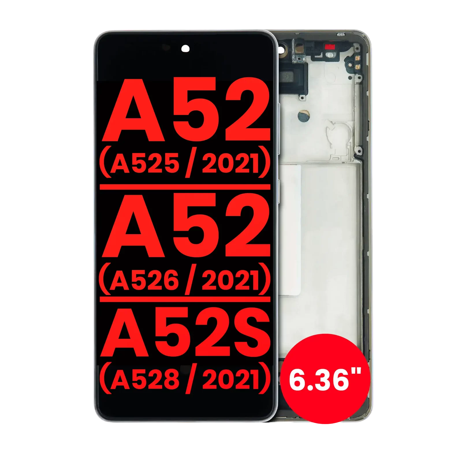 OLED Assembly With Frame For Samsung Galaxy A52 4G (A525 / 2021) / A52 5G (A526 / 2021) / A52S 5G (A528 / 2021) (6.36") (Aftermarket Plus) (Awesome White)