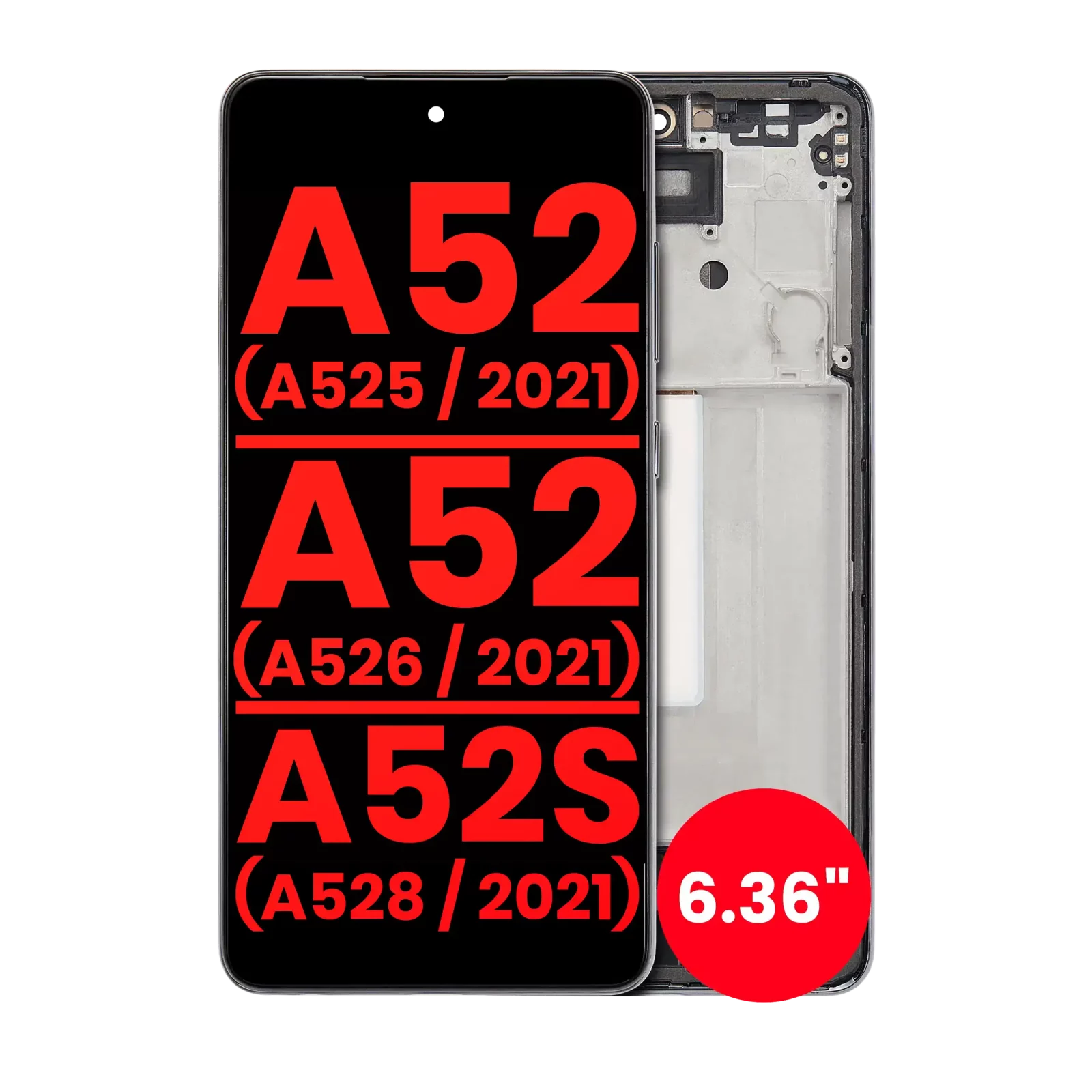 OLED Assembly With Frame For Samsung Galaxy A52 4G (A525 / 2021) / A52 5G (A526 / 2021) / A52S 5G (A528 / 2021) (6.36") (Aftermarket Plus) (Awesome Black)