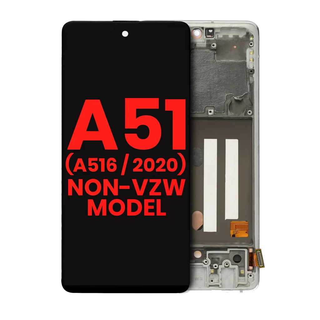 OLED Assembly With Frame For Samsung Galaxy A51 5G (A516 / 2020) (Non-Verizon 5G UW Frame) (6.46") (Aftermarket Plus) (Prism Cube White)