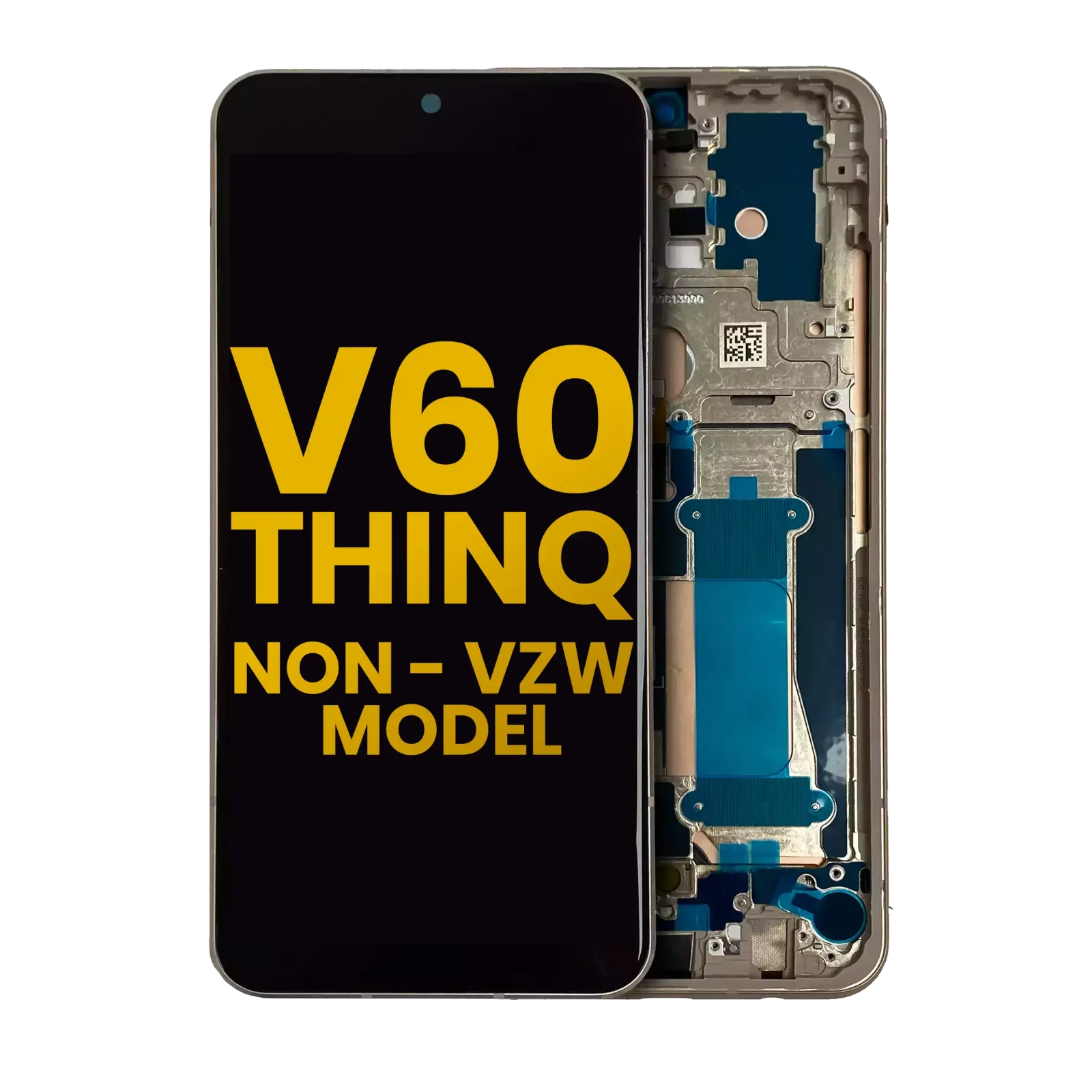 OLED Assembly With Frame For LG V60 ThinQ 5G (Non-Verizon 5G UW Frame) (Refurbished) (Classy Blue / Gold Frame)