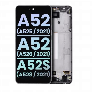 OLED Assembly With Frame For Samsung Galaxy A52 4G (A525 / 2021) / A52 5G (A526 / 2021) / A52S 5G (A528 / 2021) (Service Pack) (Awesome Black)