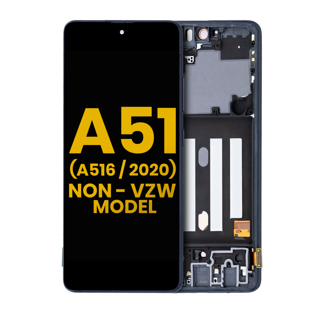 OLED Assembly With Frame For Samsung Galaxy A51 5G (A516 / 2020) (Non-Verizon 5G UW Frame) (Refurbished) (Prism Cube Black)