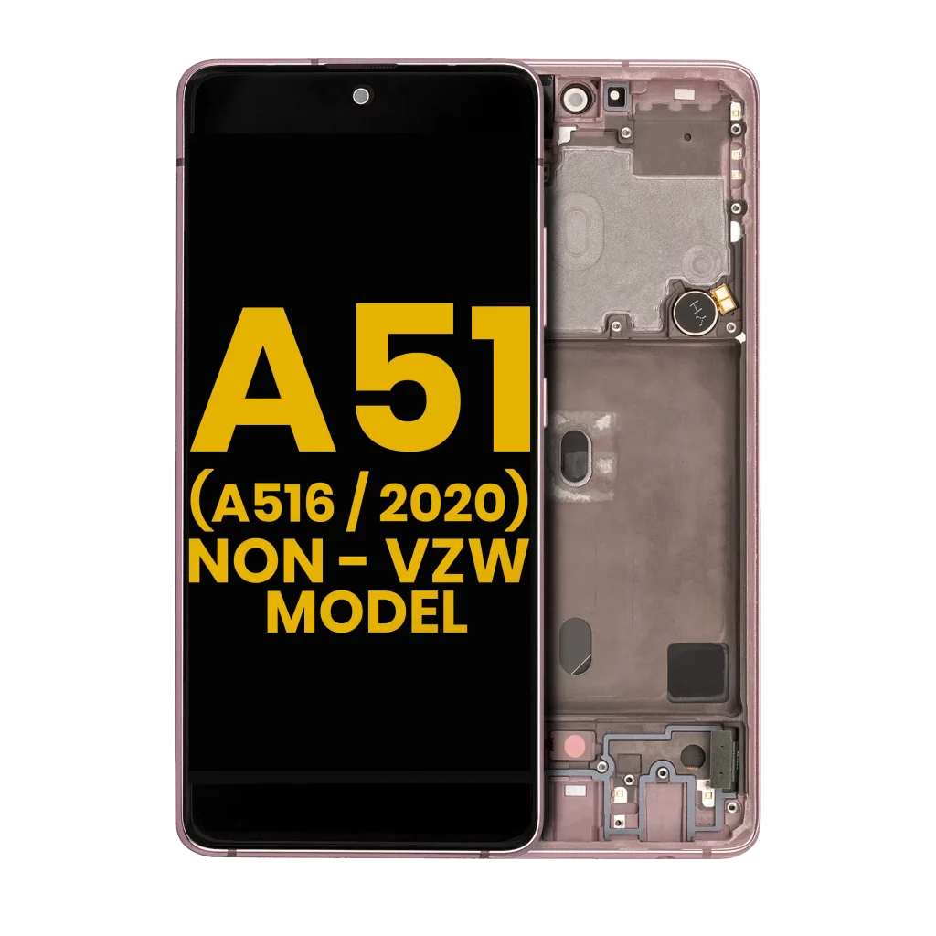 OLED Assembly With Frame For Samsung Galaxy A51 5G (A516 / 2020) (Non-Verizon 5G UW Frame) (Refurbished) (Prism Cube Pink)
