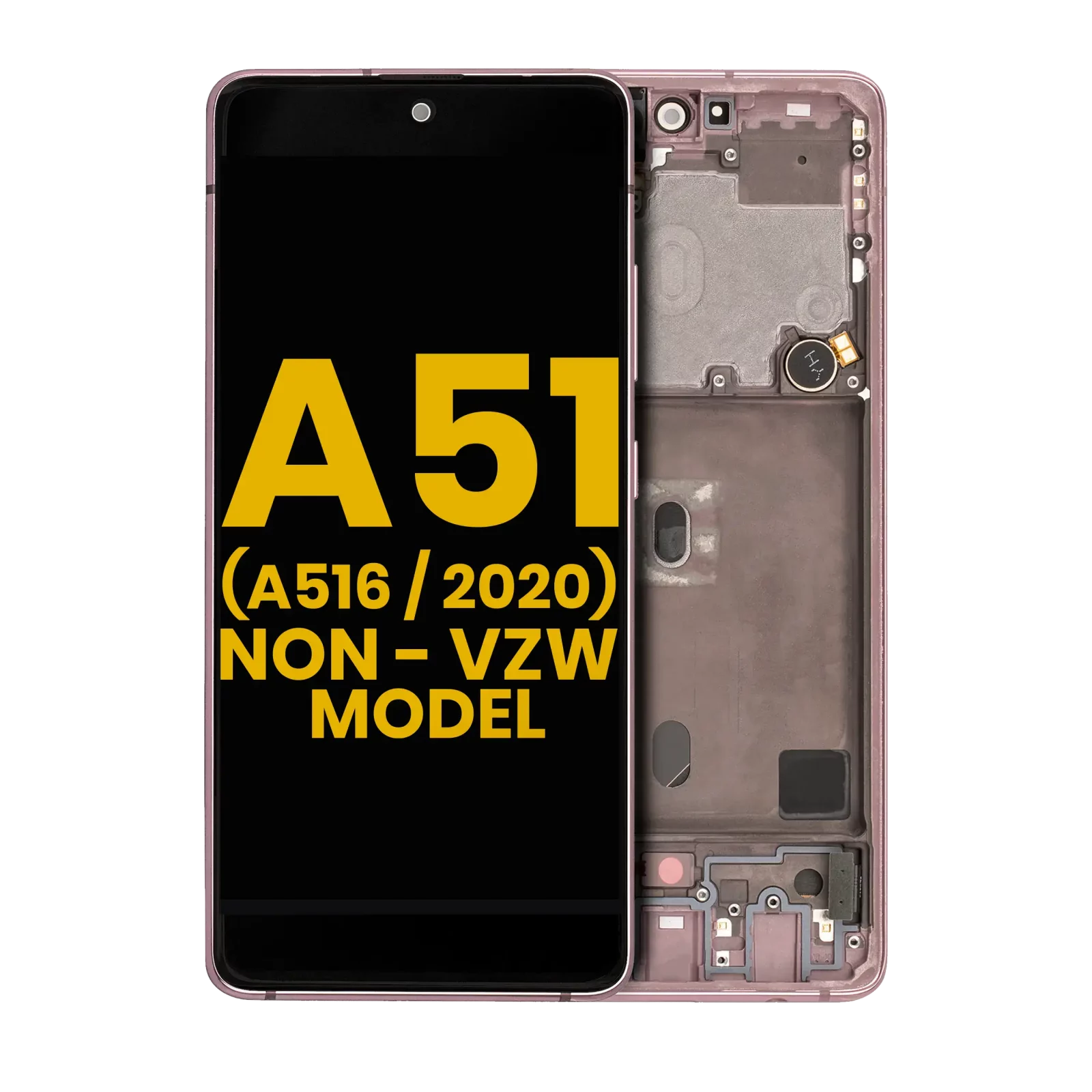 OLED Assembly With Frame For Samsung Galaxy A51 5G (A516 / 2020) (Non-Verizon 5G UW Frame) (Refurbished) (Prism Cube Pink)