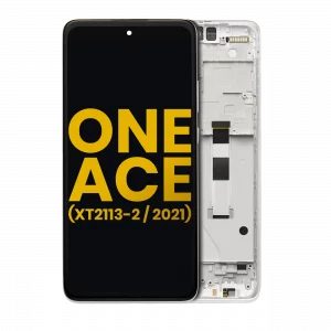 LCD Assembly With Frame For Motorola One 5G Ace (XT2113-2 / 2021) (Refurbished) (Frosted Silver)