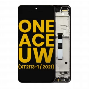 LCD Assembly With Frame For Motorola One 5G Ace UW (XT2113-1 / 2021) (Refurbished) (Volcanic Gray)