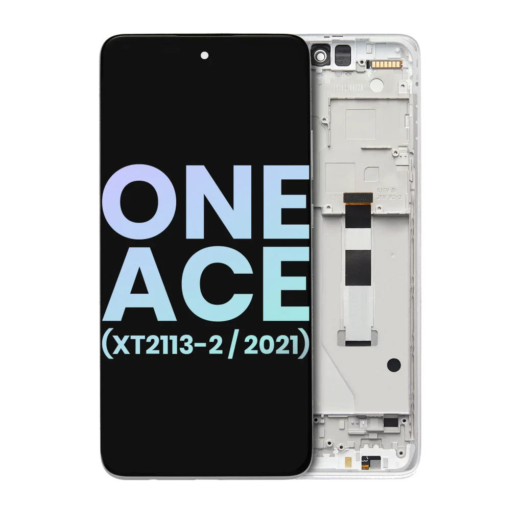 LCD Assembly With Frame For Motorola One 5G Ace (XT2113-2 / 2021) (Genuine OEM) (Frosted Silver)