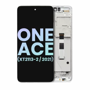LCD Assembly With Frame For Motorola One 5G Ace (XT2113-2 / 2021) (Genuine OEM) (Frosted Silver)