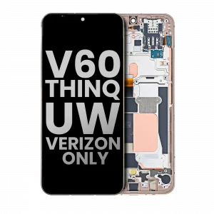 OLED Assembly With Frame For LG V60 ThinQ 5G UW (Verizon 5G UW Frame Only) (Used OEM Pull: Grade B/C) (Classy Blue / Gold Frame)
