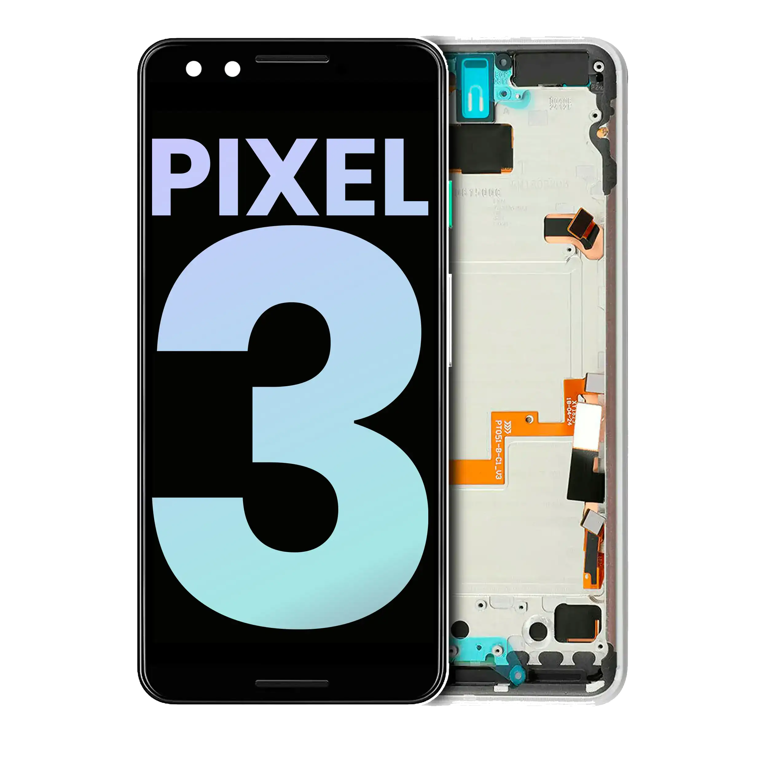 OLED Assembly With Frame For Google Pixel 3 (Genuine OEM) (Clearly White)