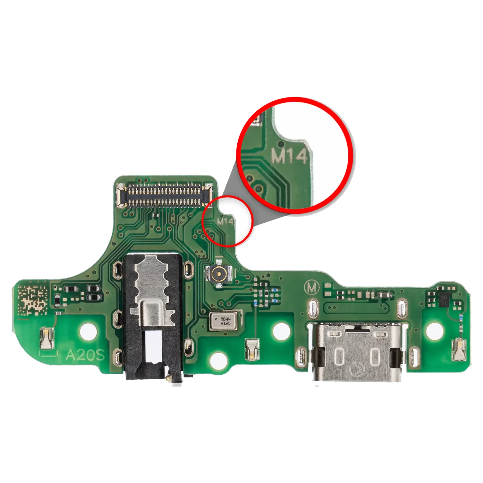 Charging Port With Board For Samsung Galaxy A20s (A207M / 2019) (M14) (International Version) (Aftermarket Plus)