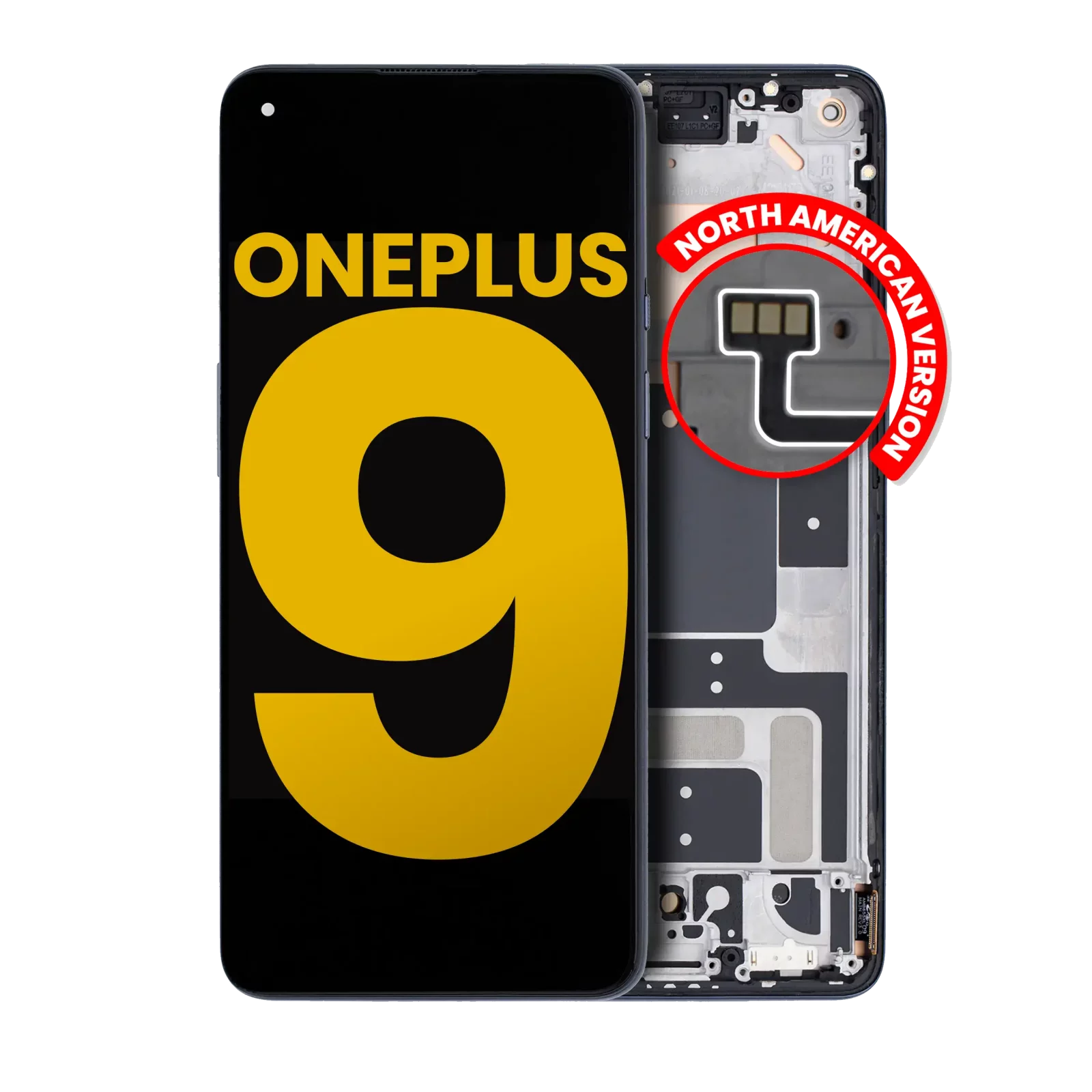 OLED Assembly With Frame For OnePlus 9 (US Version) (Refurbished) (Astral Black)