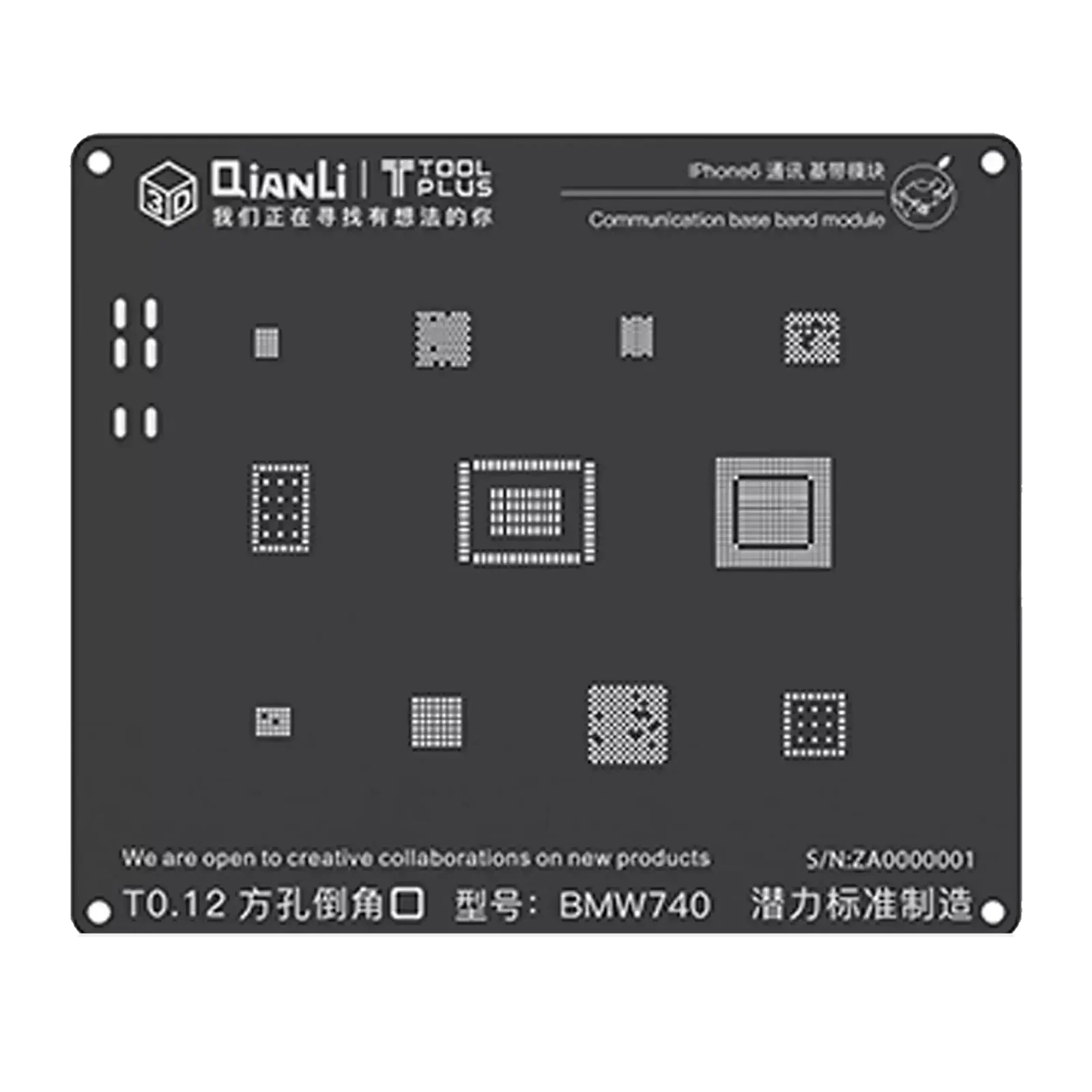 3D Communication iBlack Stencil For iPhone 6 (BMW740) (Qianli)