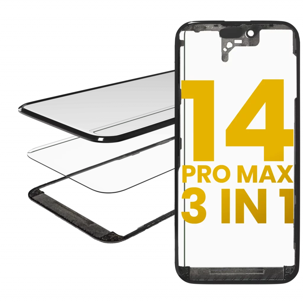 3 in 1 (Glass With OCA Pre-Installed + Frame) For iPhone 14 Pro Max (OCA Master)