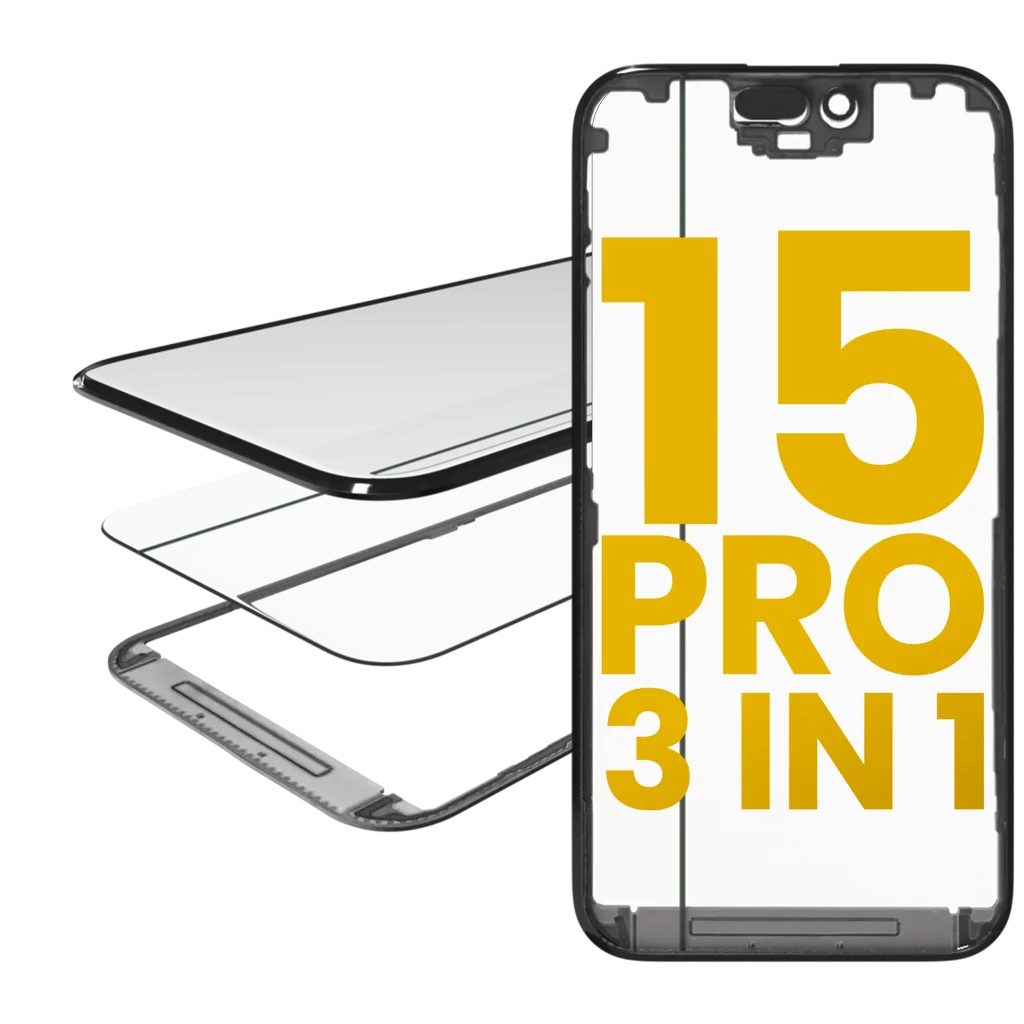 3 in 1 (Glass With OCA Pre-Installed + Frame) For iPhone 15 Pro (OCA Master)