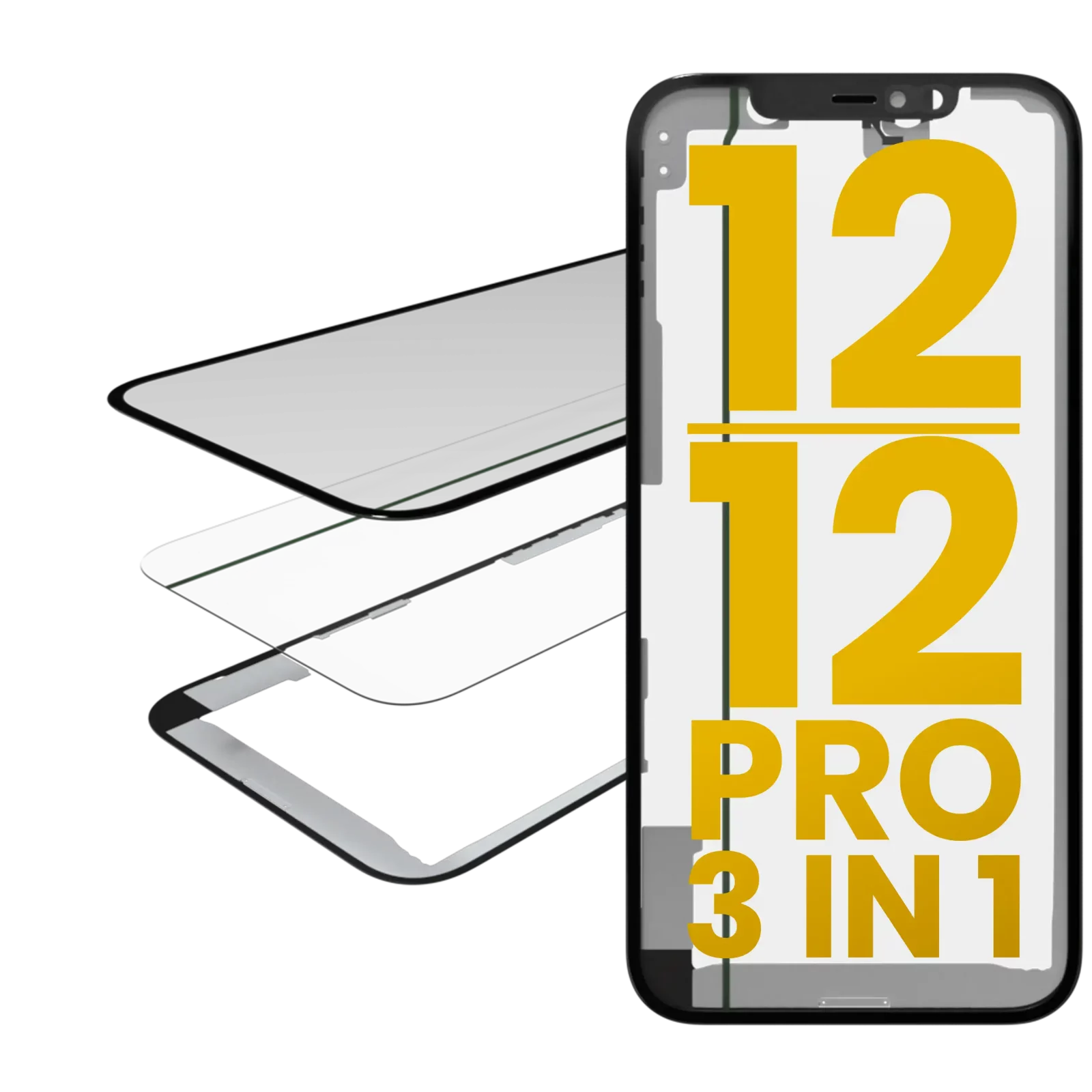 3 in 1 (Glass With OCA Pre-Installed + Frame) For iPhone 12 / 12 Pro (OCA Master)