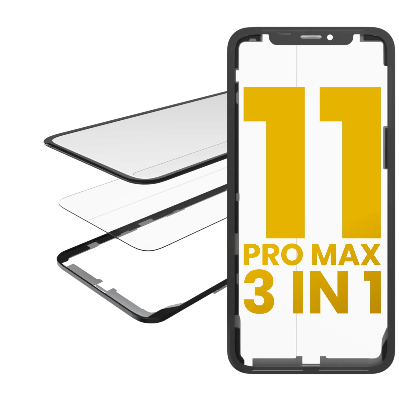 3 in 1 (Glass With OCA Pre-Installed + Frame) For iPhone 11 Pro Max (OCA Master)