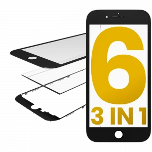 Glass With Frame & OCA Pre-Installed For iPhone 6 (Black) (Premium / 3 in 1) (2 Pack)
