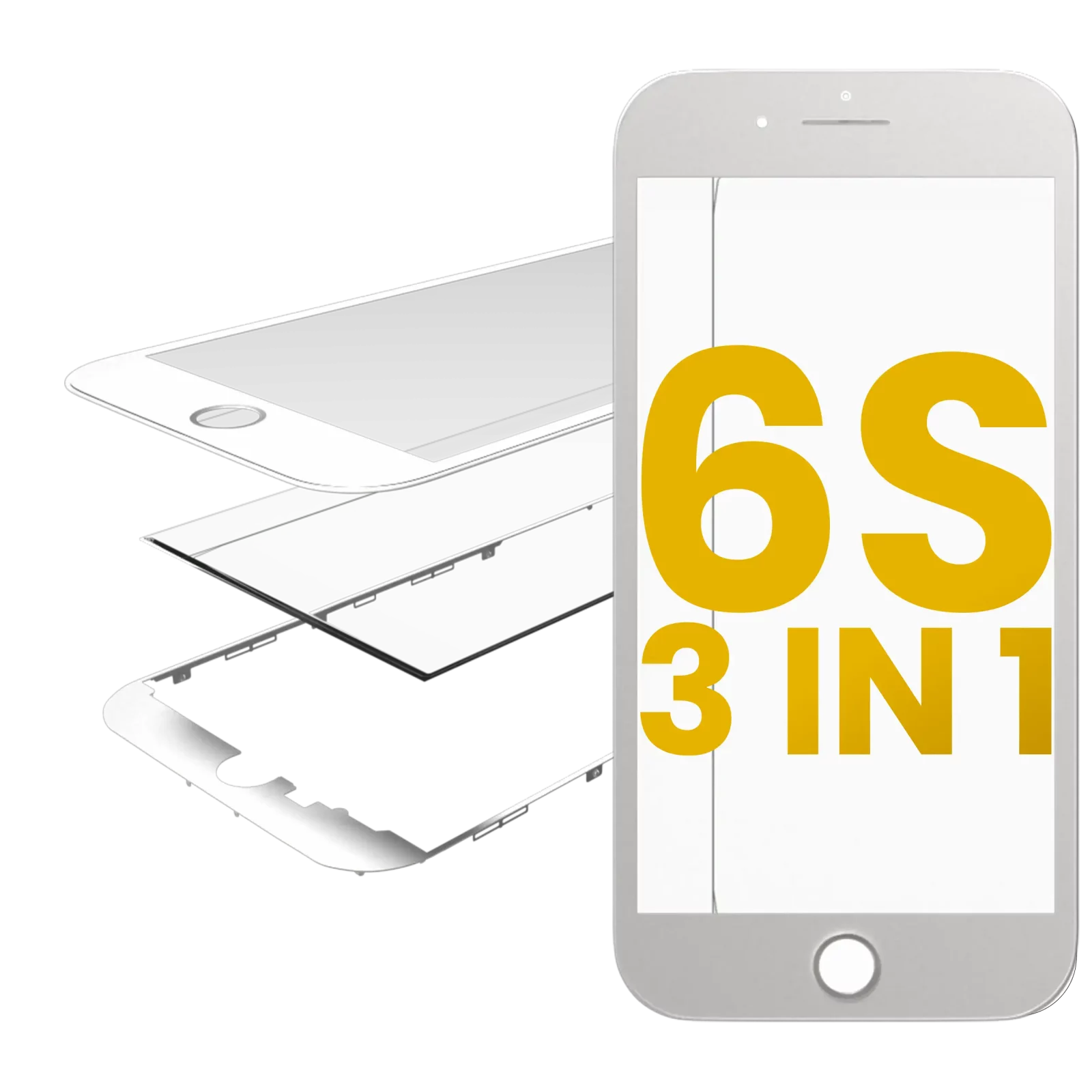 3 in 1 (Front Glass + Frame + OCA Pre-Installed) For iPhone 6S (2 Pack) (White)