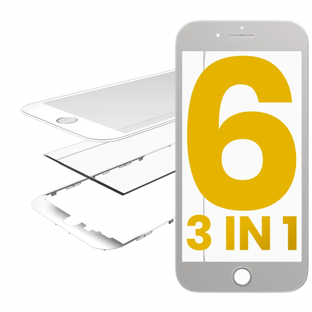3 in 1 (Front Glass + Frame + OCA Pre-Installed) For iPhone 6 (White) (2 Pack)