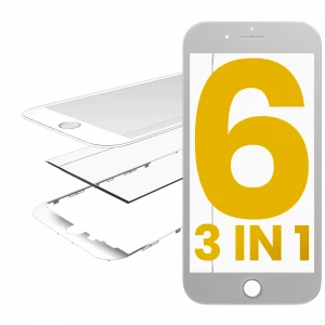 3 in 1 (Front Glass + Frame + OCA Pre-Installed) For iPhone 6 (White) (2 Pack)