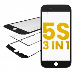 3 in 1 (Front Glass + Frame + OCA Pre-Installed) For iPhone 5S (2 Pack) (Black)