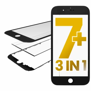 3 in 1 (Glass With OCA Pre-Installed + Frame) For iPhone 7 Plus (OCA Master) (2 Pack) (Black)