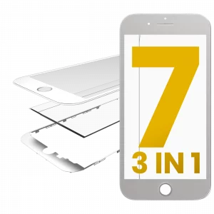 3 in 1 (Glass With OCA Pre-Installed + Frame) For iPhone 7 (OCA Master) (2 Pack) (White)