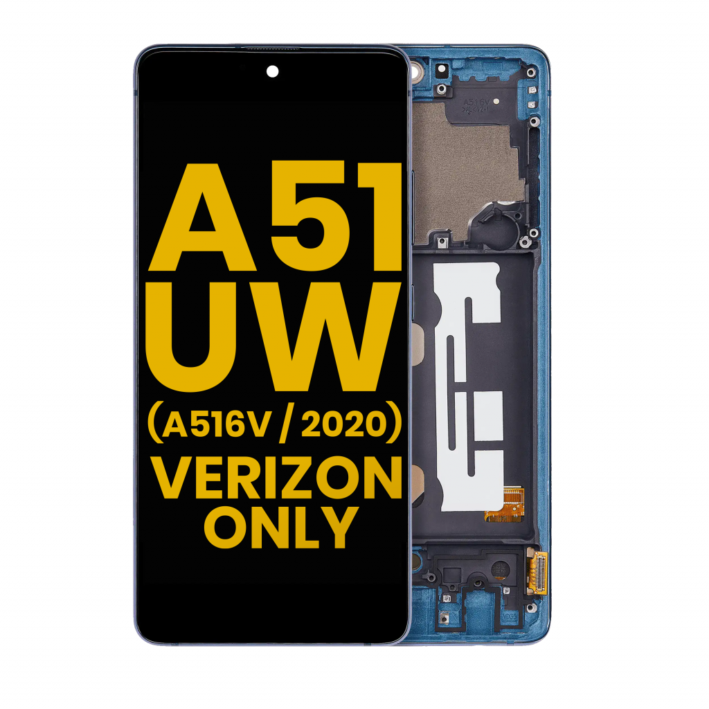 OLED Assembly With Frame For Samsung Galaxy A51 5G UW (A516V / 2020) (Verizon 5G UW Frame Only) (Refurbished) (Prism Bricks Blue)