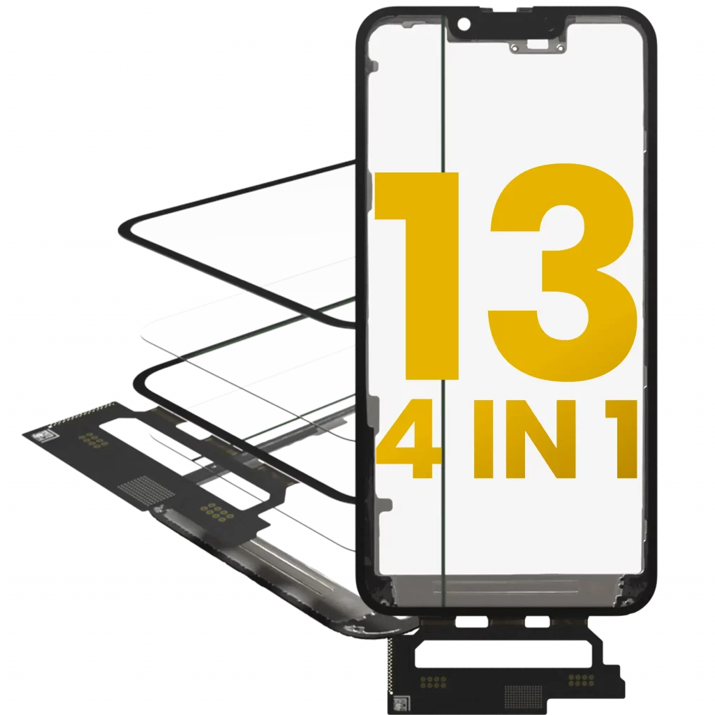 4 in 1 Short Flex (Digitizer Touch With Glass + OCA + Frame Pre-installed) For iPhone 13 (OCA Master)