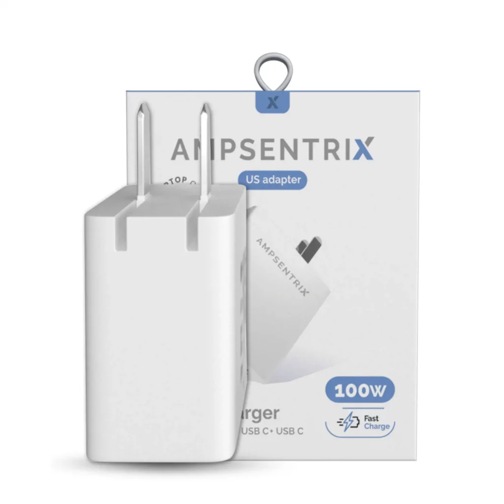 4 Plug - 100W USB Type C And USB Type A Wall Power Adapter (AmpSentrix)