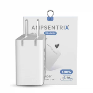 4 Plug - 100W USB Type C And USB Type A Wall Power Adapter (AmpSentrix)