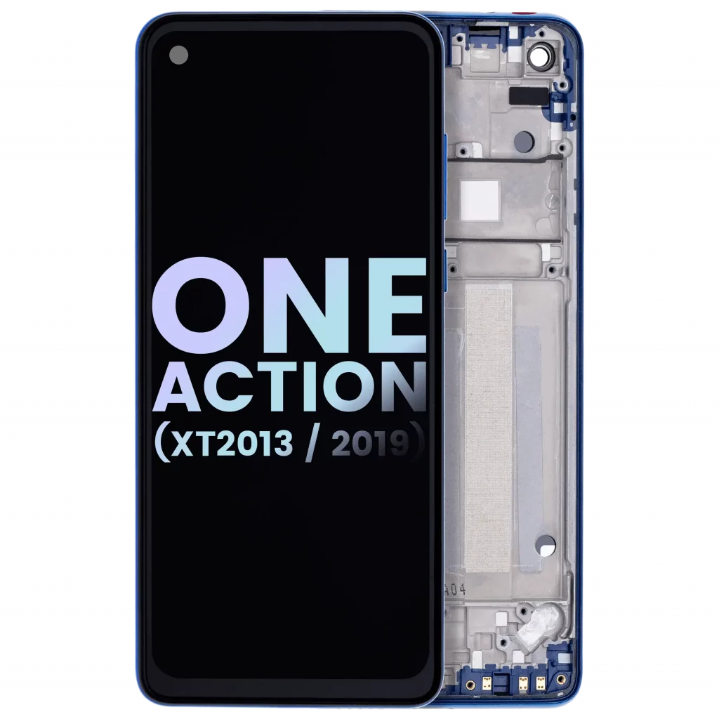 LCD Assembly With Frame For Motorola One Action (XT2013-1 / XT2013-2 / XT2013-4 / 2019) (Genuine OEM) (Denim Blue)