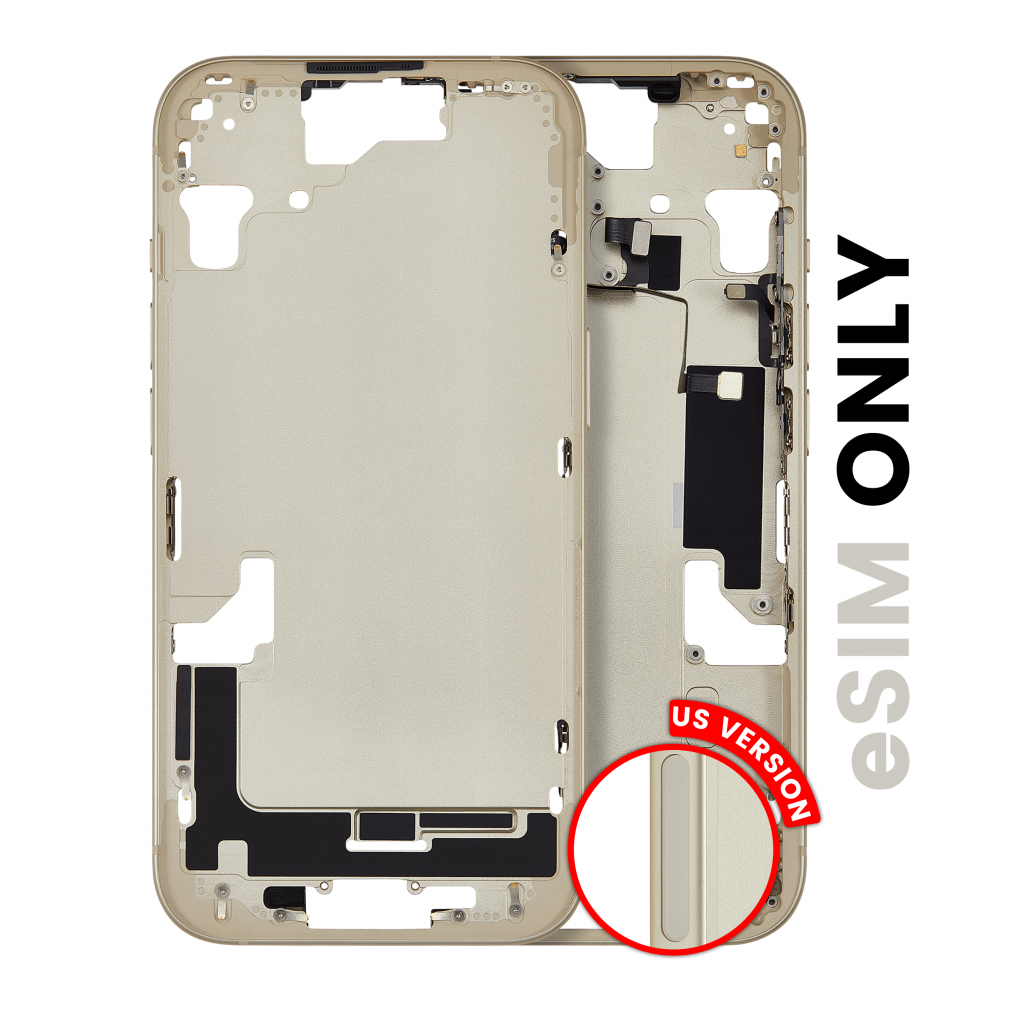 Mid-Frame Housing W/ Small Parts For iPhone 15 (US Version) (Used OEM Pull: Grade A) (Yellow)