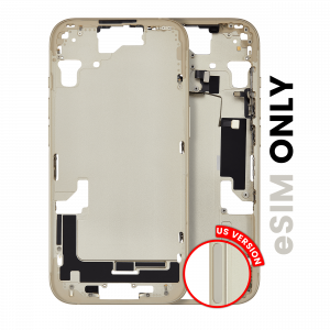Mid-Frame Housing W/ Small Parts For iPhone 15 (US Version) (Used OEM Pull: Grade A) (Yellow)