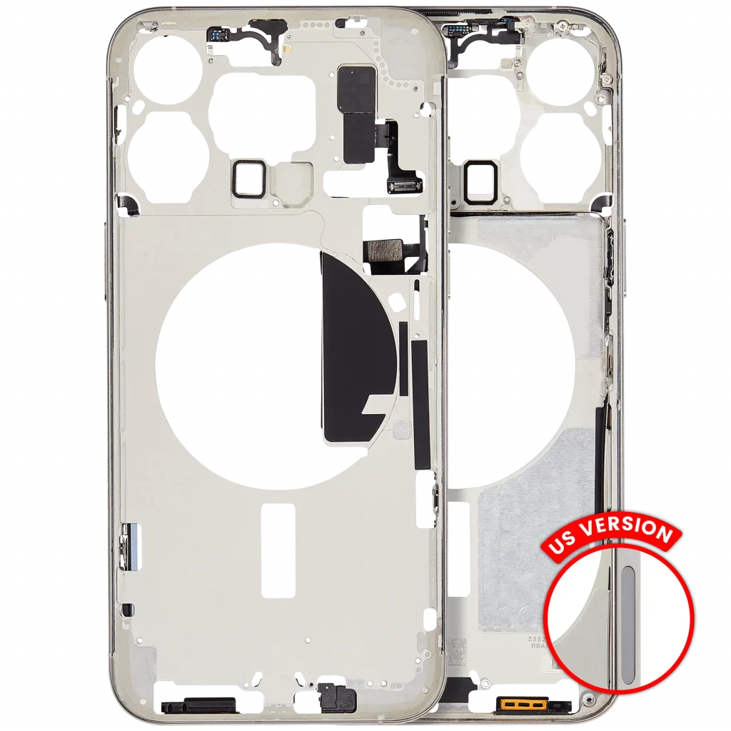 Mid-Frame Housing W/ Small Parts For iPhone 15 Pro Max (US Version) (Aftermarket Plus) (White Titanium)