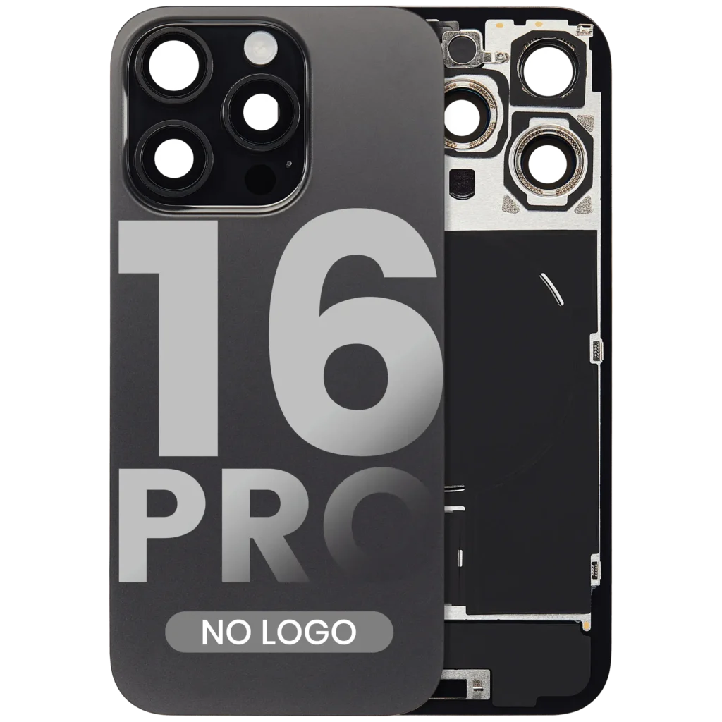 Back Glass w/ MagSafe Magnet & NFC & Flashlight Flex For iPhone 16 Pro (No Logo) (Aftermarket) (Black Titanium)